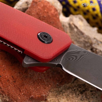 Хантер (G10 красный, кастомная заточка) дамасская сталь ZD-0803, узор твист - Компания «АиР»