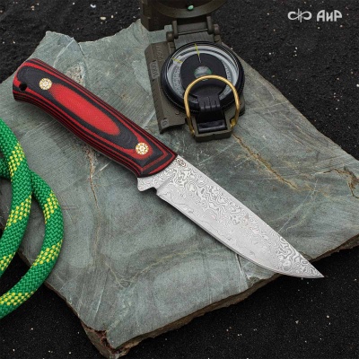 Стриж (G10 красно-черный, мозаичные пины) дамасская сталь ZDI-1016 - Компания «АиР»