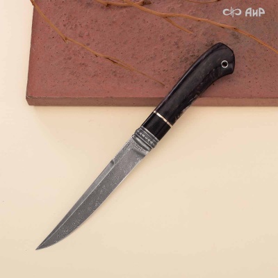 Нож Финка-5, стабилизированная карельская береза фиолетовая, авторские ножны, Артикул: 38710 - Компания «АиР»