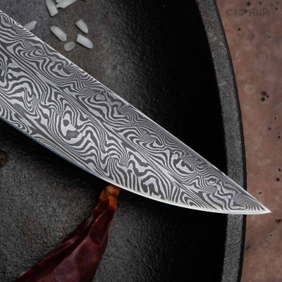 Овощной ЦМ (макасар, мокуме, мозаичные пины) дамасская сталь ZDI-1016, узор турецкий - Компания «АиР»