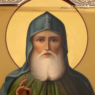 Икона в окладе Преподобный Александр Свирский, с гранатами, Артикул: 37506 - Компания «АиР»
