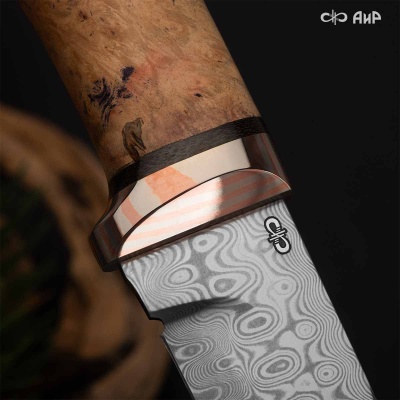 Лиса (стабилизированный кап клена фиолетовый, мокуме гане) дамасская сталь ZDI-1016, узор капля нью - Компания «АиР»
