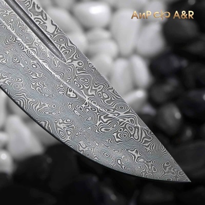 Бекас (композит, алюмин.микросетка соты, черный, мокуме гане) дамасская сталь ZDI-1016, узор дикий - Компания «АиР»