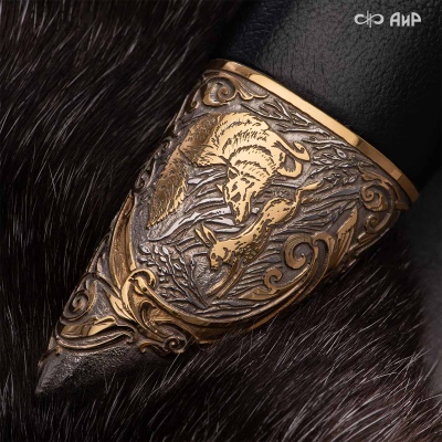  Нож Лиса с сюжетом Лисы на охоте, комбинированные ножны, Артикул: 38906 - Компания «АиР»