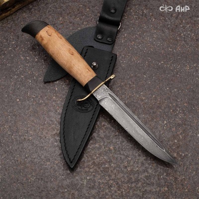 Финка-2 Вача (карельская береза) дамасская сталь ZDI-1016  - Компания «АиР»