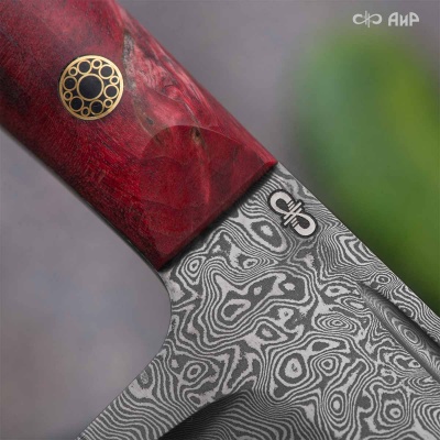 Пчак ЦМ (стабилизированная карельская береза красная) дамасская сталь ZDI-1016 - Компания «АиР»