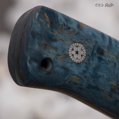 Стриж (стабилизированная карельская береза лазурная) дамасская сталь ZD-0803 - Компания «АиР»