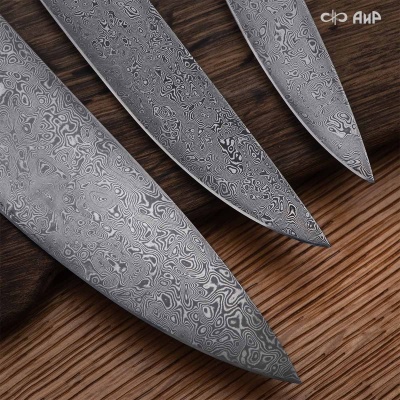 Набор Поварской-3 (композит с алюминиевой микросеткой волны, черный) дамасская сталь ZDI-1016 - Компания «АиР»