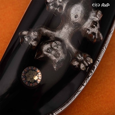 Нож Котэ, ювелирный полимер, латунь, патинирование серебра, дамасская сталь ZDI-1016, дикий, Артикул: AF0000022695 - Компания «АиР»