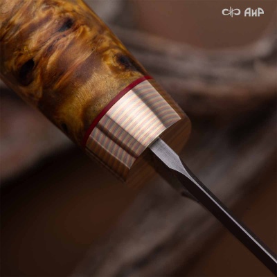 Финка Сканди Мини (стабилизированный кап тополя желтый, мокуме гане) дамасская сталь ZDI-1016 - Компания «АиР»