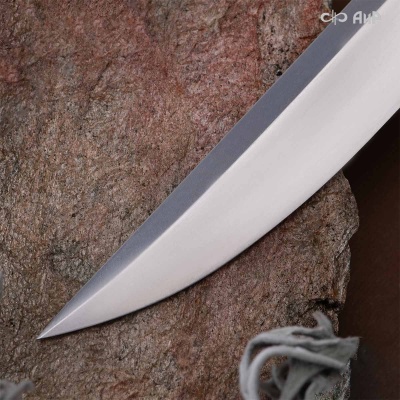 Финка Сканди Мини (стабилизированный кап тополя оранжевый, латунь) - Компания «АиР»