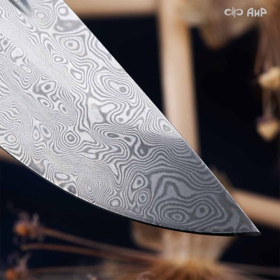 Бекас (композит, медная микросетка волны, ЗлаТи (ZlaTi) дамасская сталь ZDI-1016, узор дикий - Компания «АиР»