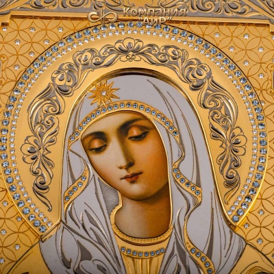 Икона Божией Матери в окладе Умиление, с цирконами - Компания «АиР»