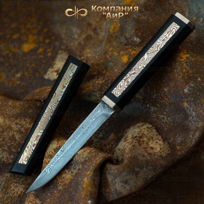 Нож Офисный (граб, мокуме гане), дамасская сталь ZDI-1016 - Компания «АиР»