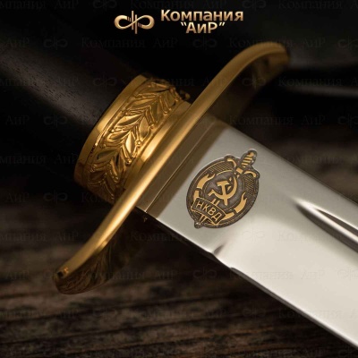  Нож Финка-2 НКВД с золотом, 40Х10С2М, кожаные ножны Артикул: 38196 - Компания «АиР»