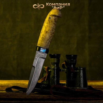 Хаски (стабилизированная карельская береза натуральная, ZlaTi, латун.втулка) дамасская сталь ZDI-1016 - Компания «АиР»