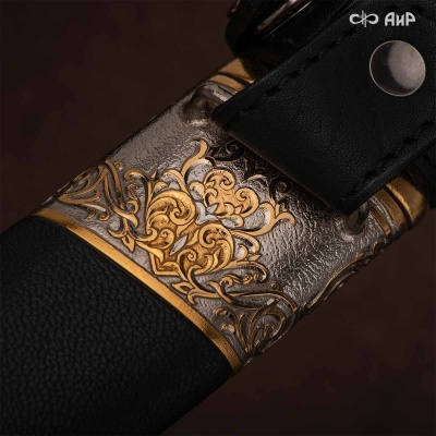 Нож Бекас с сюжетом Охотник и медведь, комбинированные ножны, Артикул: 39034 - Компания «АиР»