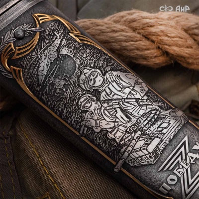 Нож Бекас с сюжетом Zа победу, цельнометаллические ножны, Артикул: 38953 - Компания «АиР»