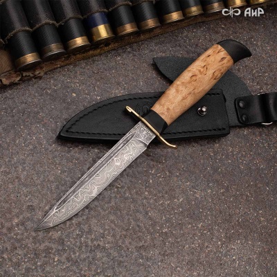 Финка-2 Вача (карельская береза) дамасская сталь ZDI-1016  - Компания «АиР»