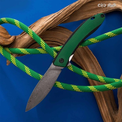 Хантер (G10 черно-зеленый, кастомная заточка) дамасская сталь ZDI-1016 - Компания «АиР»