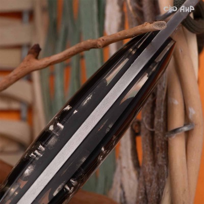 Нож Котэ, ювелирный полимер, латунь, патинирование серебра, дамасская сталь ZDI-1016, дикий, Артикул: AF0000022695 - Компания «АиР»