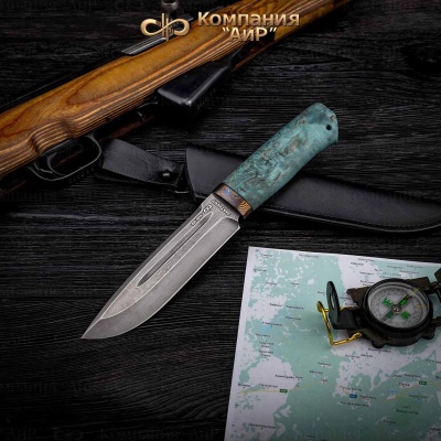 Селигер (стабилизированная карельская береза лазурная, ЗлаТи (ZlaTi) дамасская сталь ZDI-1016 - Компания «АиР»