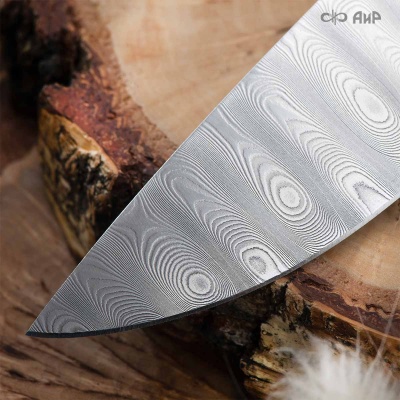 Стриж (стабилизированная карельская береза натуральная, латунная втулка) дамасская сталь ZDI-1016, узор "ступени" - Компания «АиР»