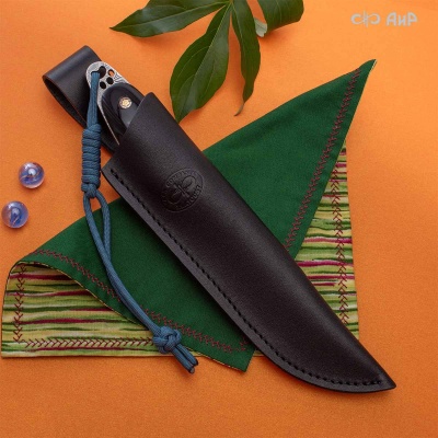 Нож Котэ, ювелирный полимер, латунь, чернение серебра, дамасская сталь ZDI-1016, твист, Артикул: AF0000022695 - Компания «АиР»