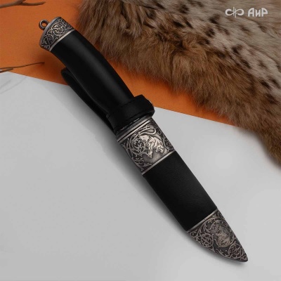 Нож Лиса с сюжетом Свирепые пантеры, комбинированные ножны, Артикул: 38908 - Компания «АиР»