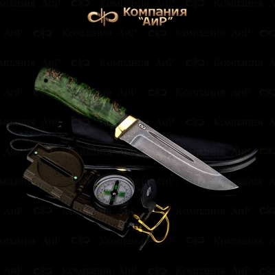 Бекас (стабилизированная карельская береза зеленая, гарда латунь) дамасская сталь ZDI-1016 - Компания «АиР»