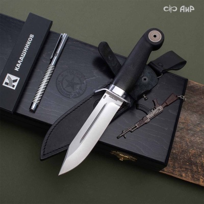 Штык-К100 (стабилизированный граб, вставка из мельхиора, брелок, ручка) в подарочной коробке - Компания «АиР»
