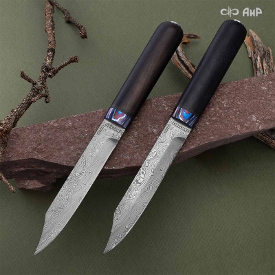 Засапожный-1 (стабилизированный граб, ZlaTi, кастомная заточка) дамасская сталь ZDI-1016 - Компания «АиР»