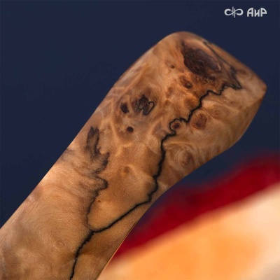 Финка Лаппи (наборная: стабилизированный кап тополя натуральный, композит с бронзой черный, мокуме гане, фибра желтая, латунь) - Компания «АиР»