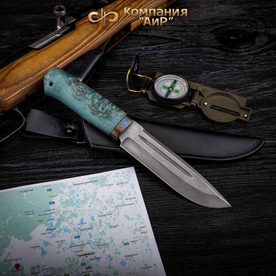 Селигер (стабилизированная карельская береза лазурная, ЗлаТи (ZlaTi) дамасская сталь ZDI-1016 - Компания «АиР»