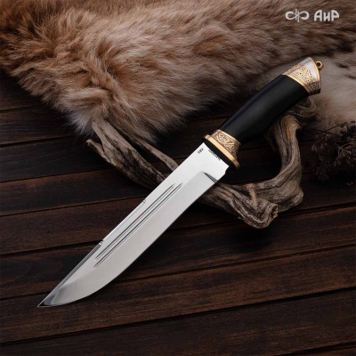 Нож Арсенальный люкс с сюжетом Рысья охота, комбинированные ножны, Артикул: 39171 - Компания «АиР»