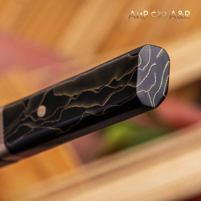 Нож Айкути, дамасская сталь ZDI-1016, композит с латунью, фути и хабаки мокуме гане - Компания «АиР»