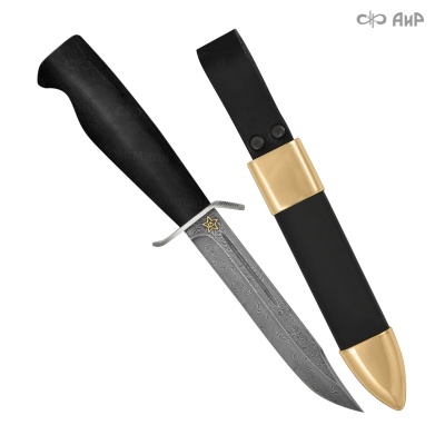 Штрафбат (граб, с золочением, комбинированные ножны граб и латунь) дамасская сталь ZDI-1016 - Компания «АиР»
