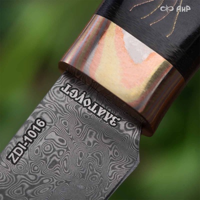 Набор Поварской-3 (композит с латунью и бронзой волны, мокуме гане, авторский кожаный кейс) дамасская сталь ZDI-1016 - Компания «АиР»