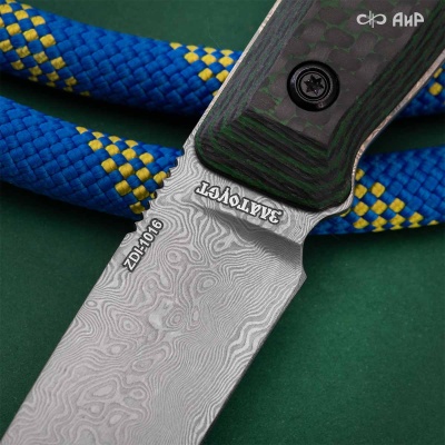 Стриж Т (карбон "зебра" зеленый) дамасская сталь ZDI-1016 - Компания «АиР»