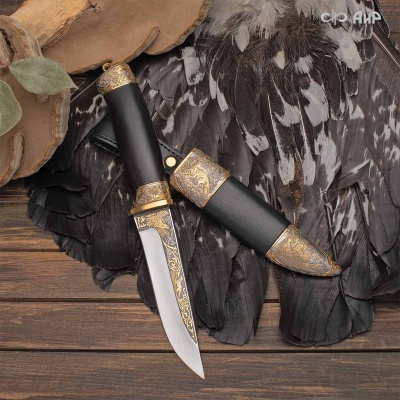Нож Лиса с сюжетом Лесная охота, комбинированные ножны, Артикул: 37951 - Компания «АиР»