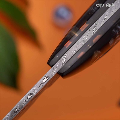 Нож Котэ, ювелирный полимер, латунь, чернение серебра, дамасская сталь ZDI-1016, твист, Артикул: AF0000022695 - Компания «АиР»