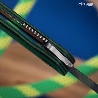 Хантер (G10 черно-зеленый, кастомная заточка) дамасская сталь ZDI-1016 - Компания «АиР»