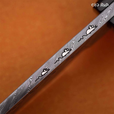 Нож Котэ, ювелирный полимер, латунь, чернение серебра, дамасская сталь ZDI-1016, твист, Артикул: AF0000022695 - Компания «АиР»