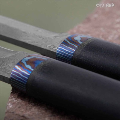 Засапожный-1 (стабилизированный граб, ЗлаТи (ZlaTi), кастомная заточка) дамасская сталь ZDI-1016 - Компания «АиР»