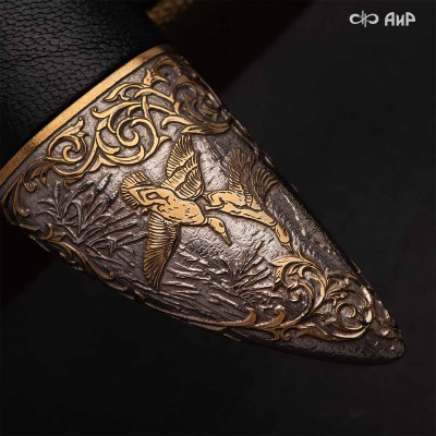 Нож Лиса с сюжетом Утиная охота, комбинированные ножны, Артикул: 38907 - Компания «АиР»