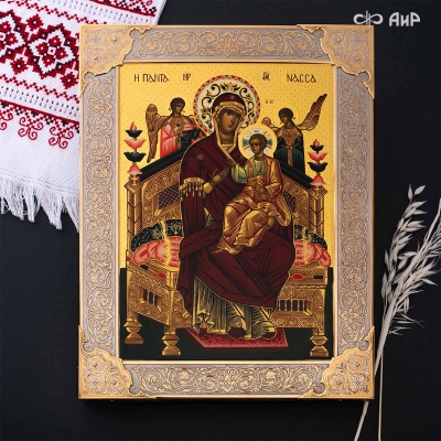 Икона Божией Матери Всецарица (Пантанасса) в окладе и киоте, Артикул: 39149 - Компания «АиР»